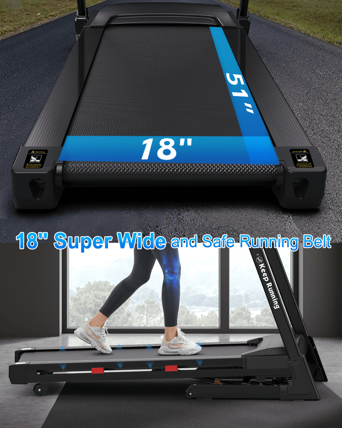 FYC Folding Treadmill for Home with Incline / Bluetooth, 3.5HP 330lb Weight Capacity Portable Electric Treadmill for Home Gym Exercise Running Walking Easy Assembly Green