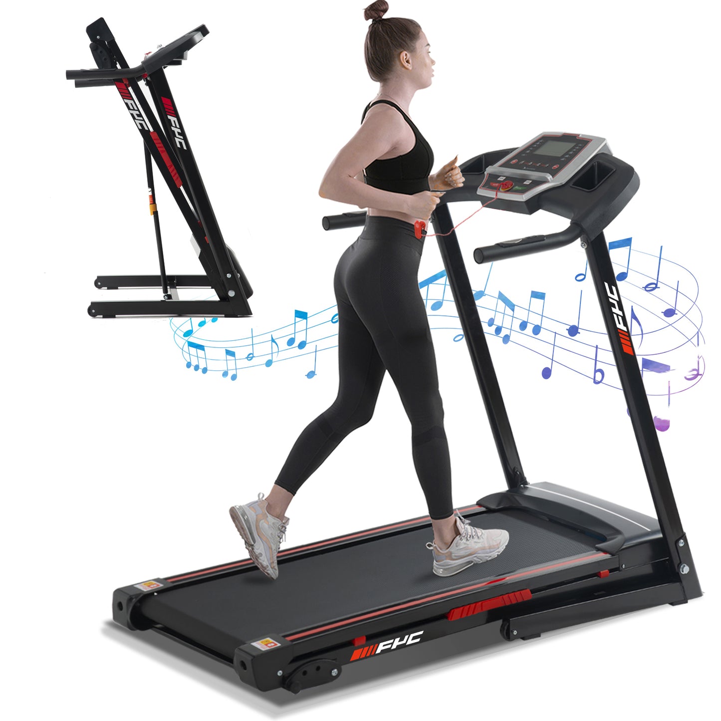 FYC Folding Treadmill for Home with Incline / Bluetooth, 3.5HP 330lb Weight Capacity Portable Electric Treadmill for Home Gym Exercise Running Walking Easy Assembly Green