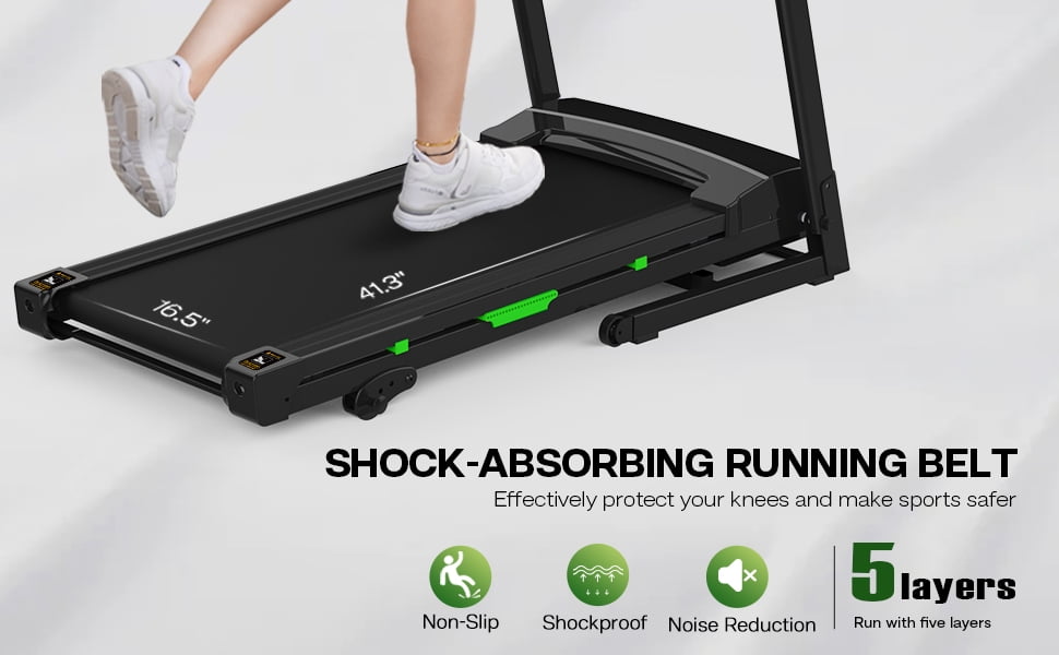 FYC Folding Treadmill for Home with Incline / Bluetooth, 3.5HP 330lb Weight Capacity Portable Electric Treadmill for Home Gym Exercise Running Walking Easy Assembly Green