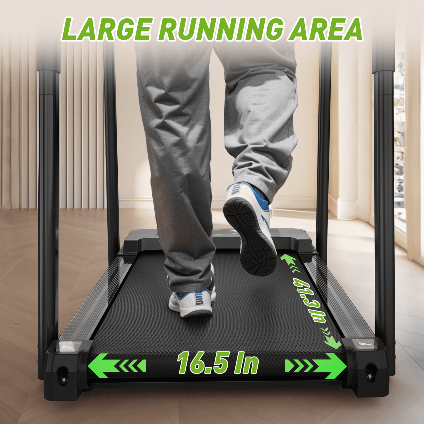 FYC Foldable Treadmill for Senior, 2 in 1 Folding Exercise Treadmill with Long Handrail, 300 lbs Capacity 0.5-6 MPH