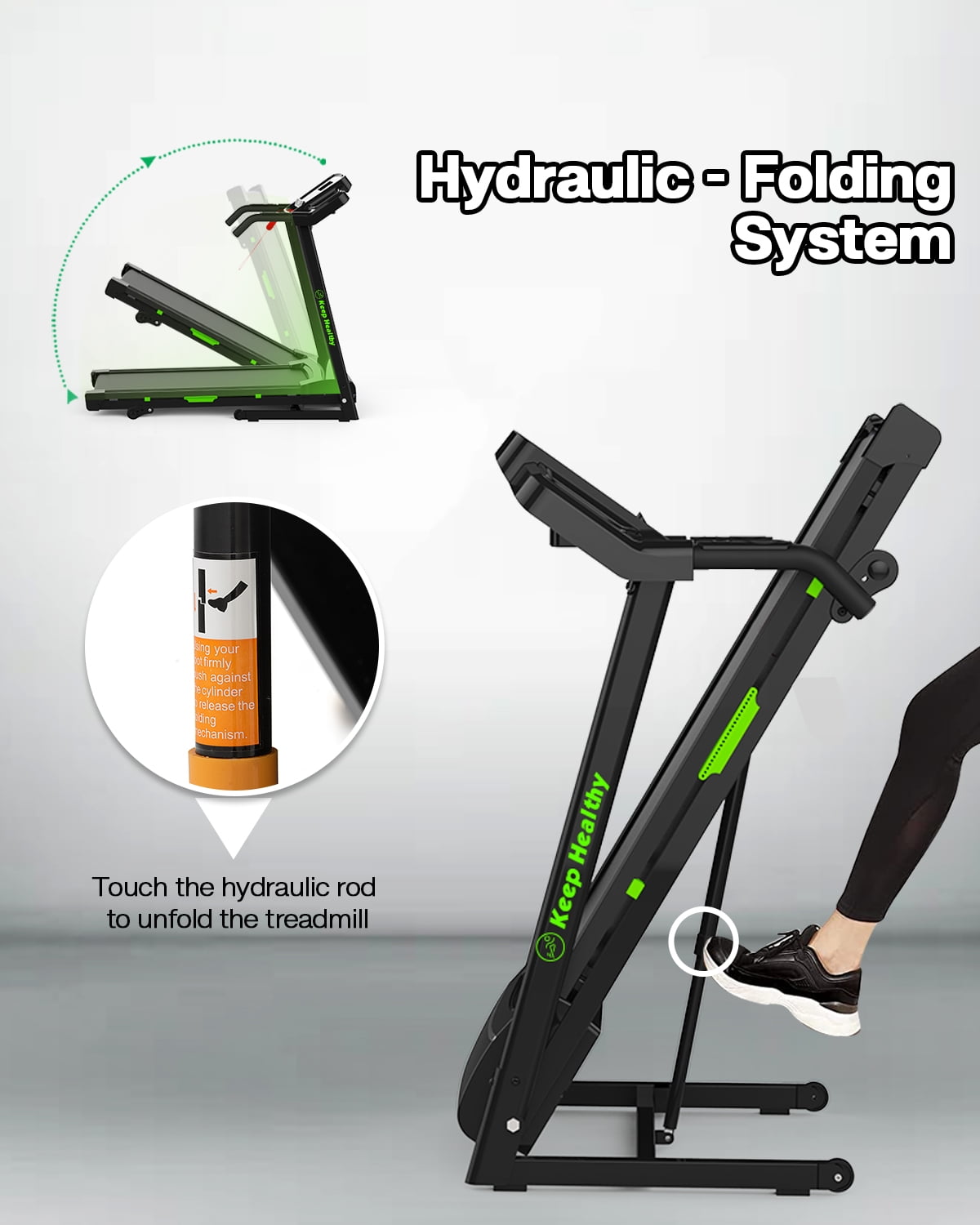 FYC Folding Treadmill for Home with Incline / Bluetooth, 3.5HP 330lb Weight Capacity Portable Electric Treadmill for Home Gym Exercise Running Walking Easy Assembly Green