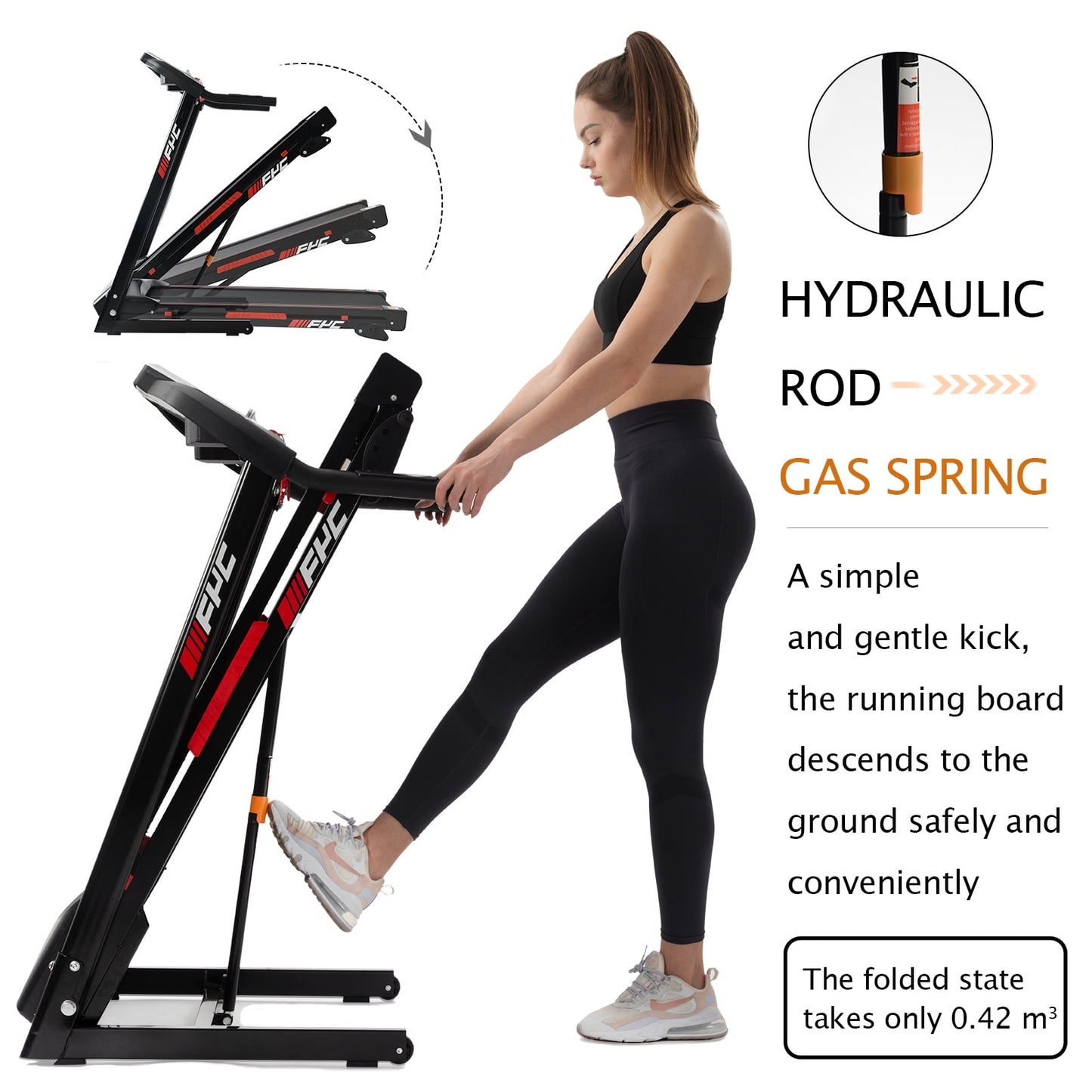 FYC Folding Treadmill for Home with Incline / Bluetooth, 3.5HP 330lb Weight Capacity Portable Electric Treadmill for Home Gym Exercise Running Walking Easy Assembly Green