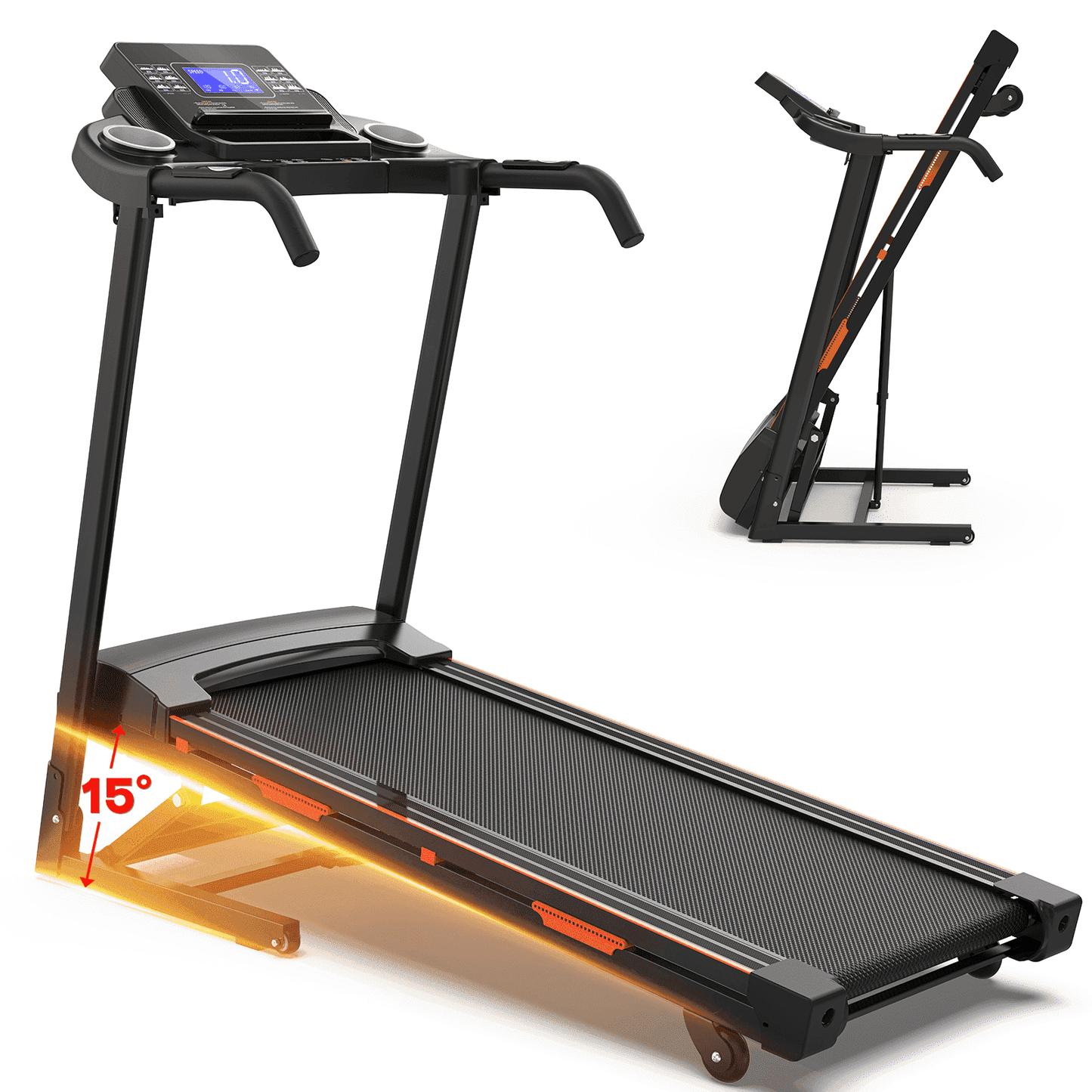 FYC Folding Treadmill for Home with Incline / Bluetooth, 3.5HP 330lb Weight Capacity Portable Electric Treadmill for Home Gym Exercise Running Walking Easy Assembly Green