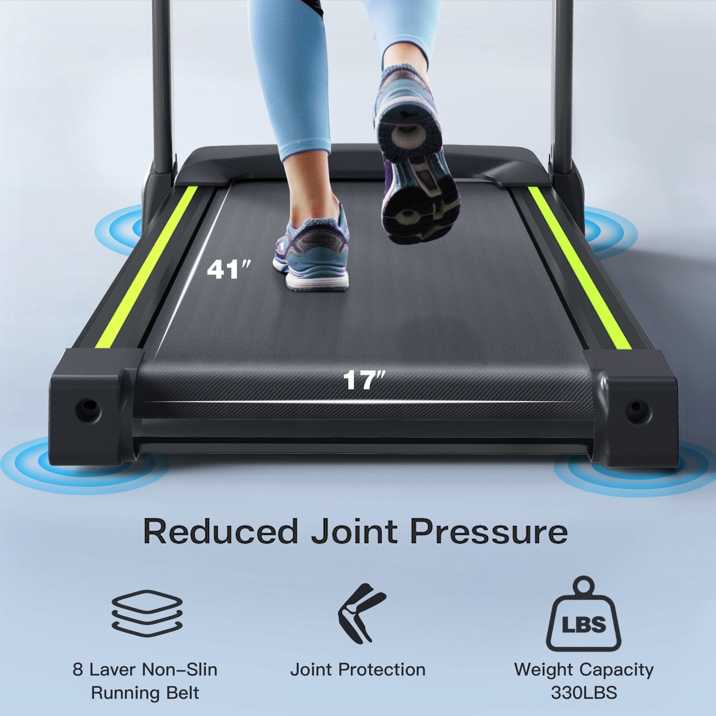 FYC Folding Treadmill for Home with Incline / Bluetooth, 3.5HP 330lb Weight Capacity Portable Electric Treadmill for Home Gym Exercise Running Walking Easy Assembly Green