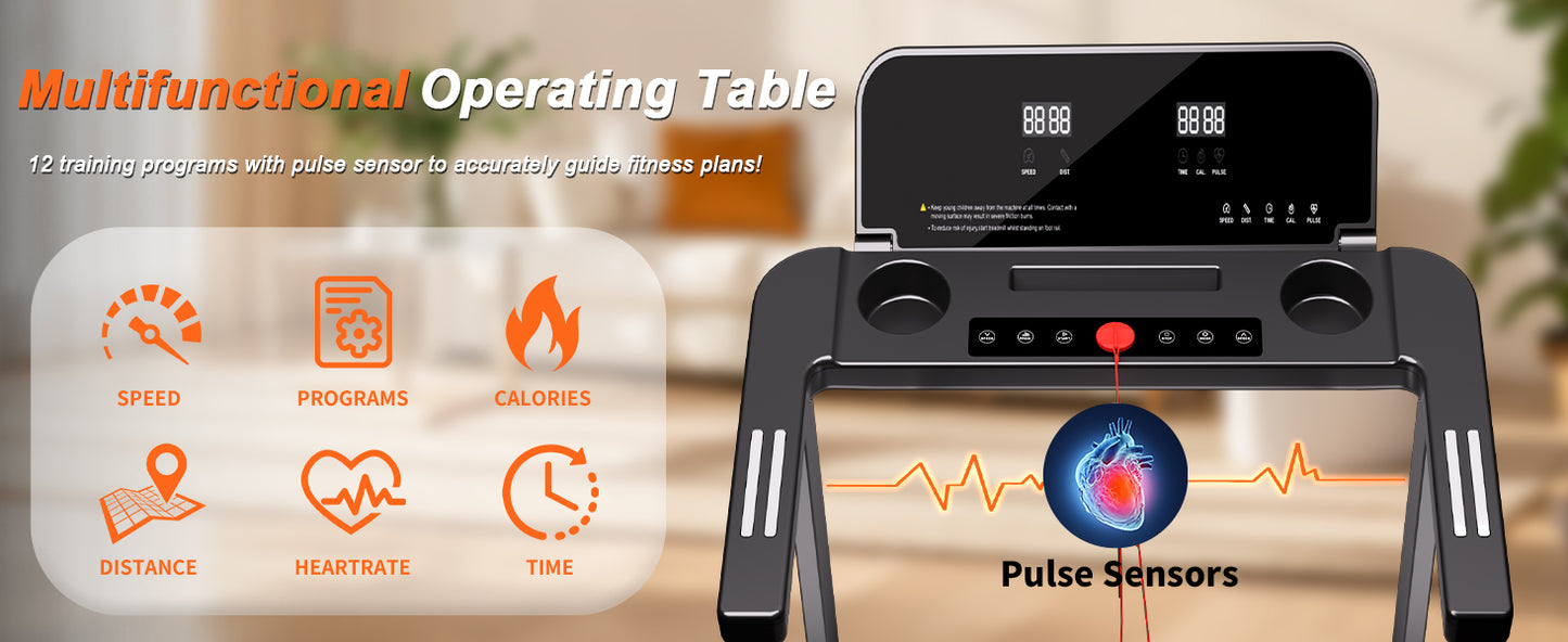 Foldable Treadmill with Handles Treadmills for Home Small Spaces 2.5HP Folding Treadmills Walking Pad Treadmill with Handle Bar Quiet Walking Machine, 300LBS Capacity, Portable Small Home Gym (Black)