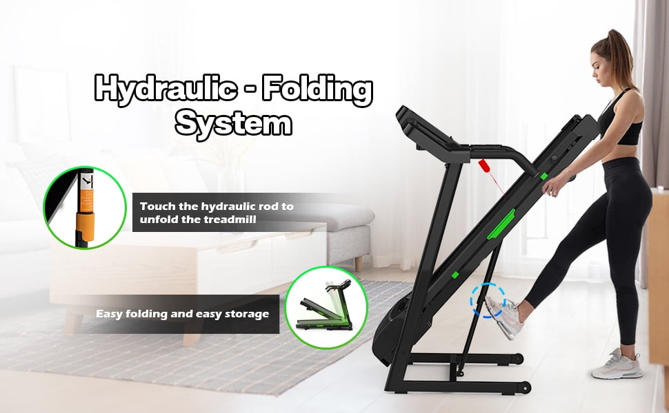 FYC Folding Treadmill for Home with Incline / Bluetooth, 3.5HP 330lb Weight Capacity Portable Electric Treadmill for Home Gym Exercise Running Walking Easy Assembly Green