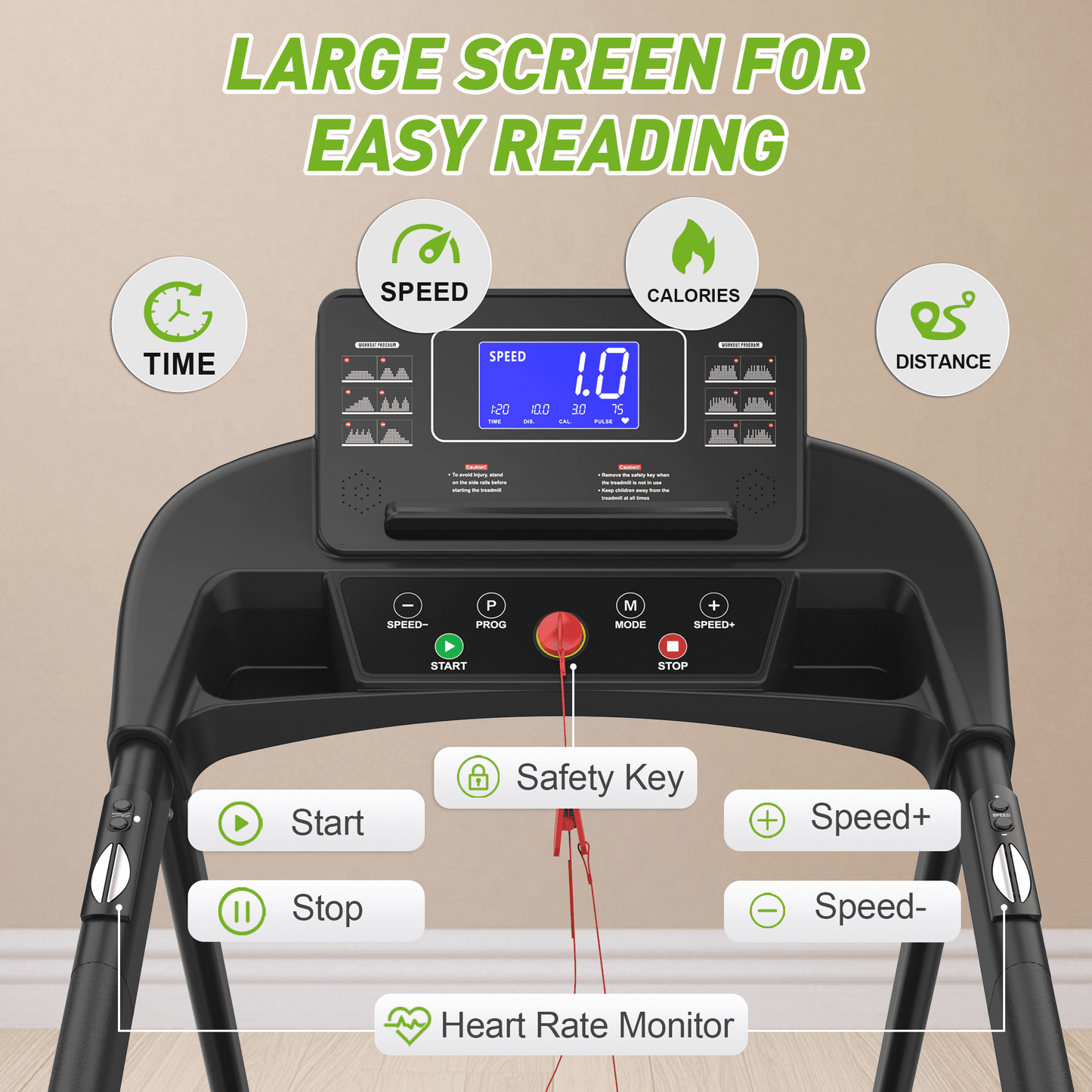 FYC Foldable Treadmill for Senior, 2 in 1 Folding Exercise Treadmill with Long Handrail, 300 lbs Capacity 0.5-6 MPH