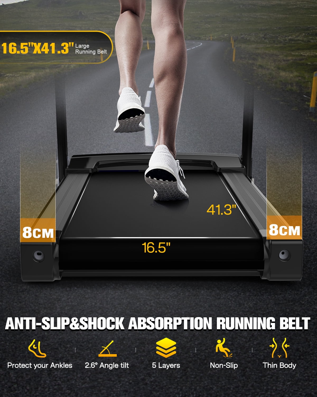 FYC Folding Treadmill for Home with Incline / Bluetooth, 3.5HP 330lb Weight Capacity Portable Electric Treadmill for Home Gym Exercise Running Walking Easy Assembly Green