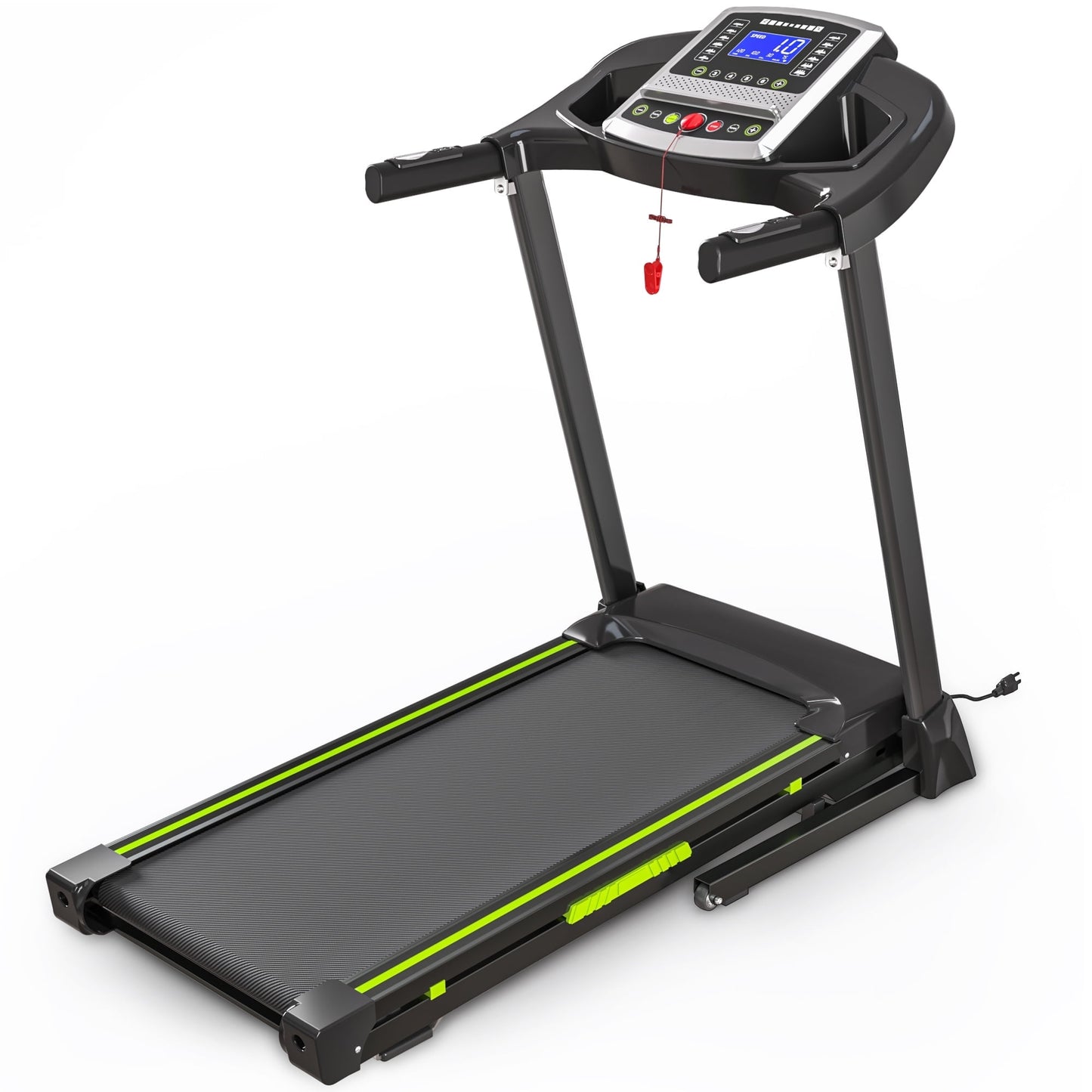 FYC Folding Treadmill for Home with Incline / Bluetooth, 3.5HP 330lb Weight Capacity Portable Electric Treadmill for Home Gym Exercise Running Walking Easy Assembly Green