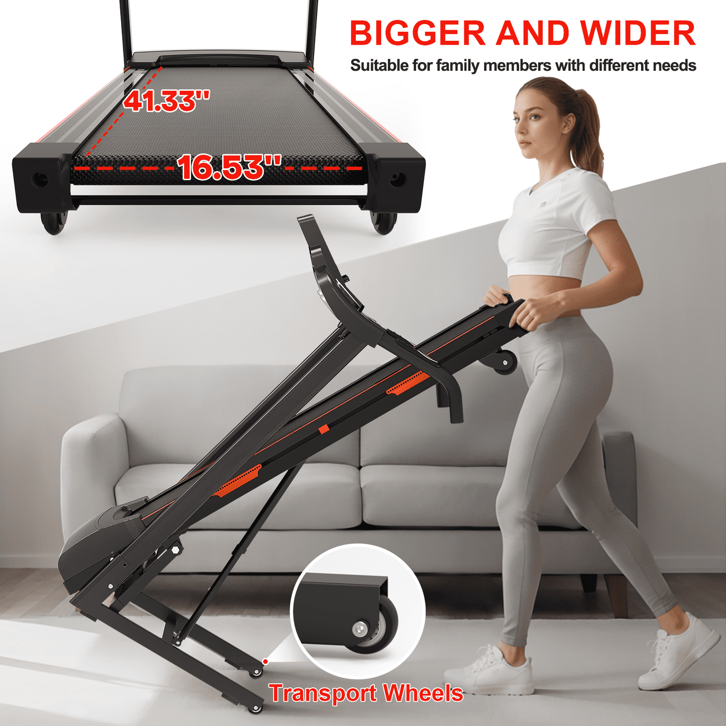 FYC Folding Treadmill for Home with Incline / Bluetooth, 3.5HP 330lb Weight Capacity Portable Electric Treadmill for Home Gym Exercise Running Walking Easy Assembly Green