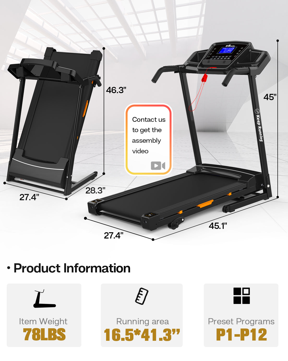 Cinta de correr plegable FYC para el hogar con inclinación 330 lb Capacidad de peso 3.5HP Cinta de correr eléctrica portátil (JK8806-A4) 