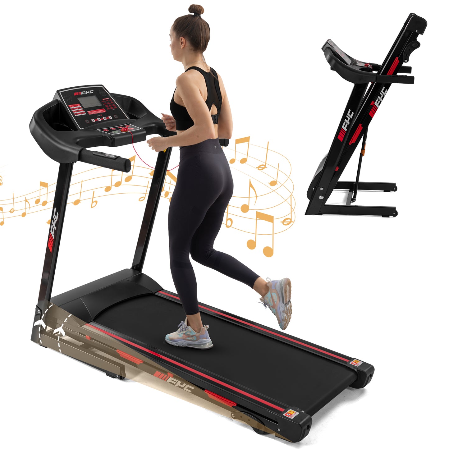 FYC Folding Treadmill for Home - 330 LBS Weight Capacity with Incline/Bluetooth (JK88)