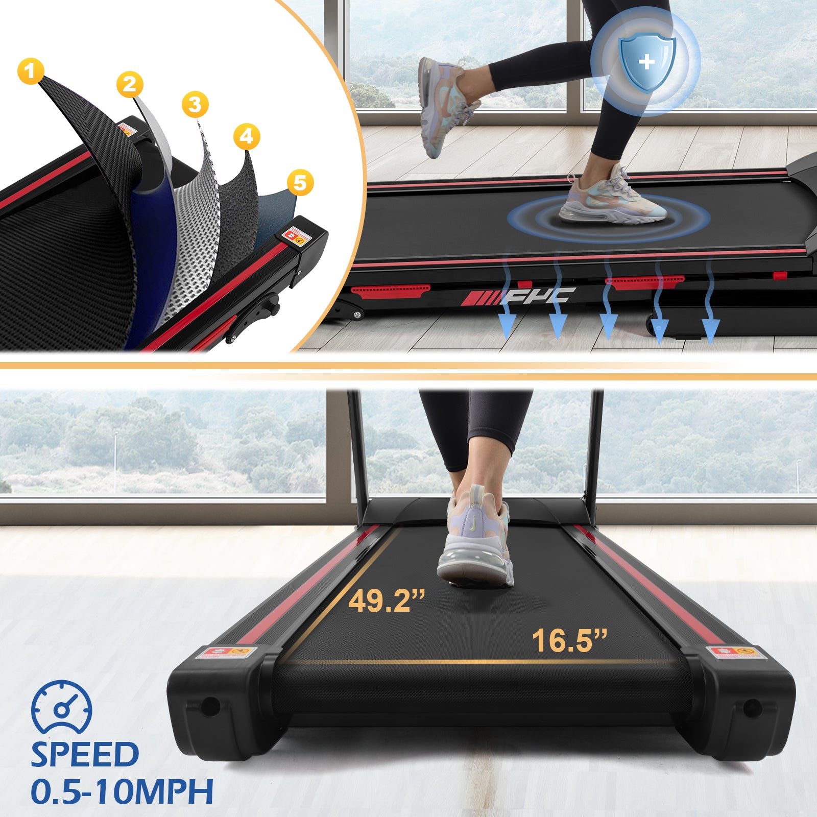 FYC Folding Treadmill for Home 330 LBS Weight Capacity with Incline Bluetooth JK88