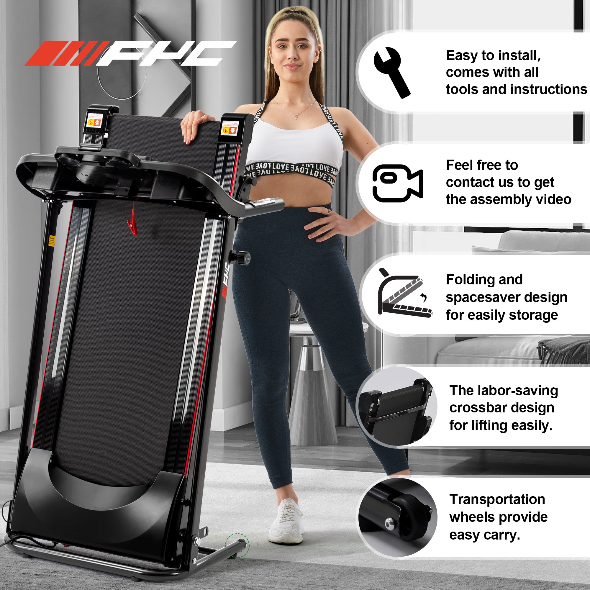 Fisup foldable electric online treadmill