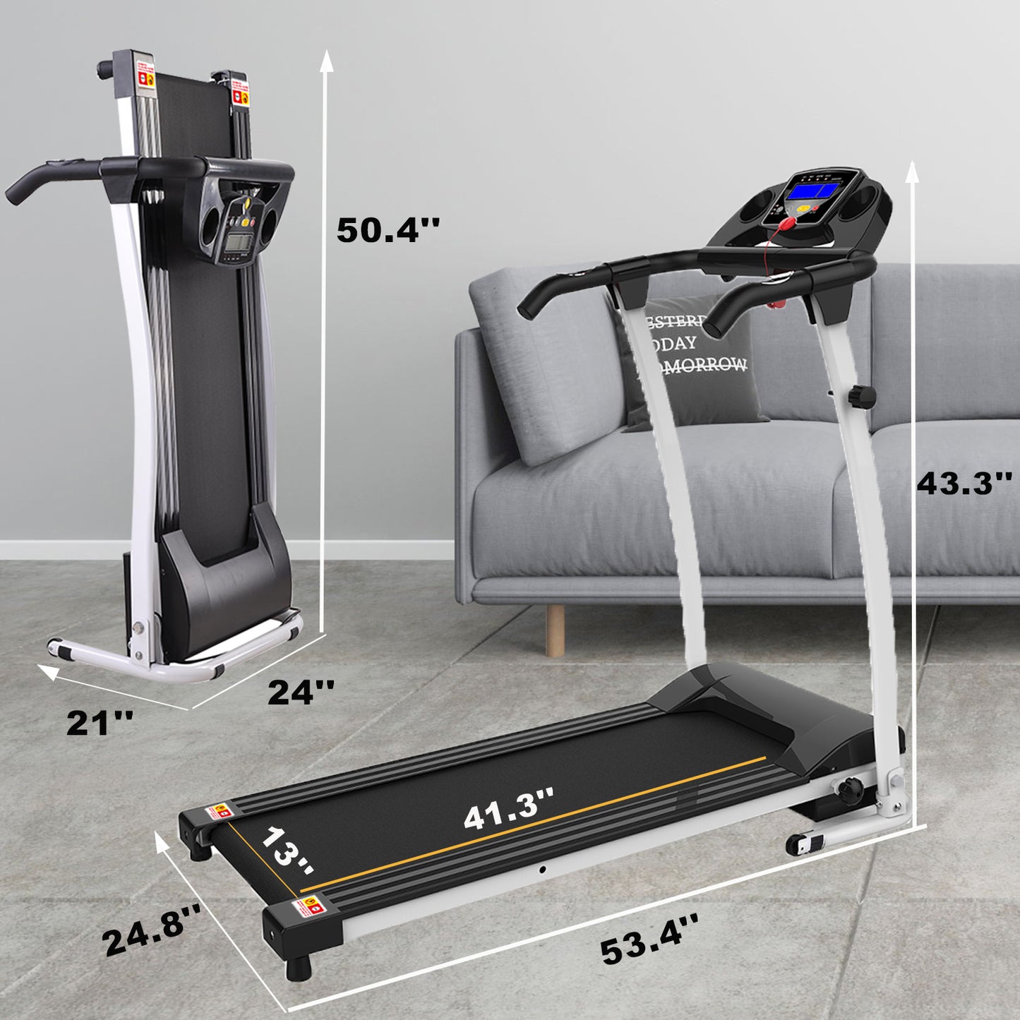 FYC Folding Treadmill for Home Portable Electric Treadmill Running Exercise Machinea (JK0802-WT)